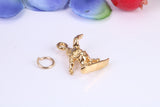 Surfer Charm, Traditional Charm, Made from Solid Cast Yellow Gold, British Hallmarked