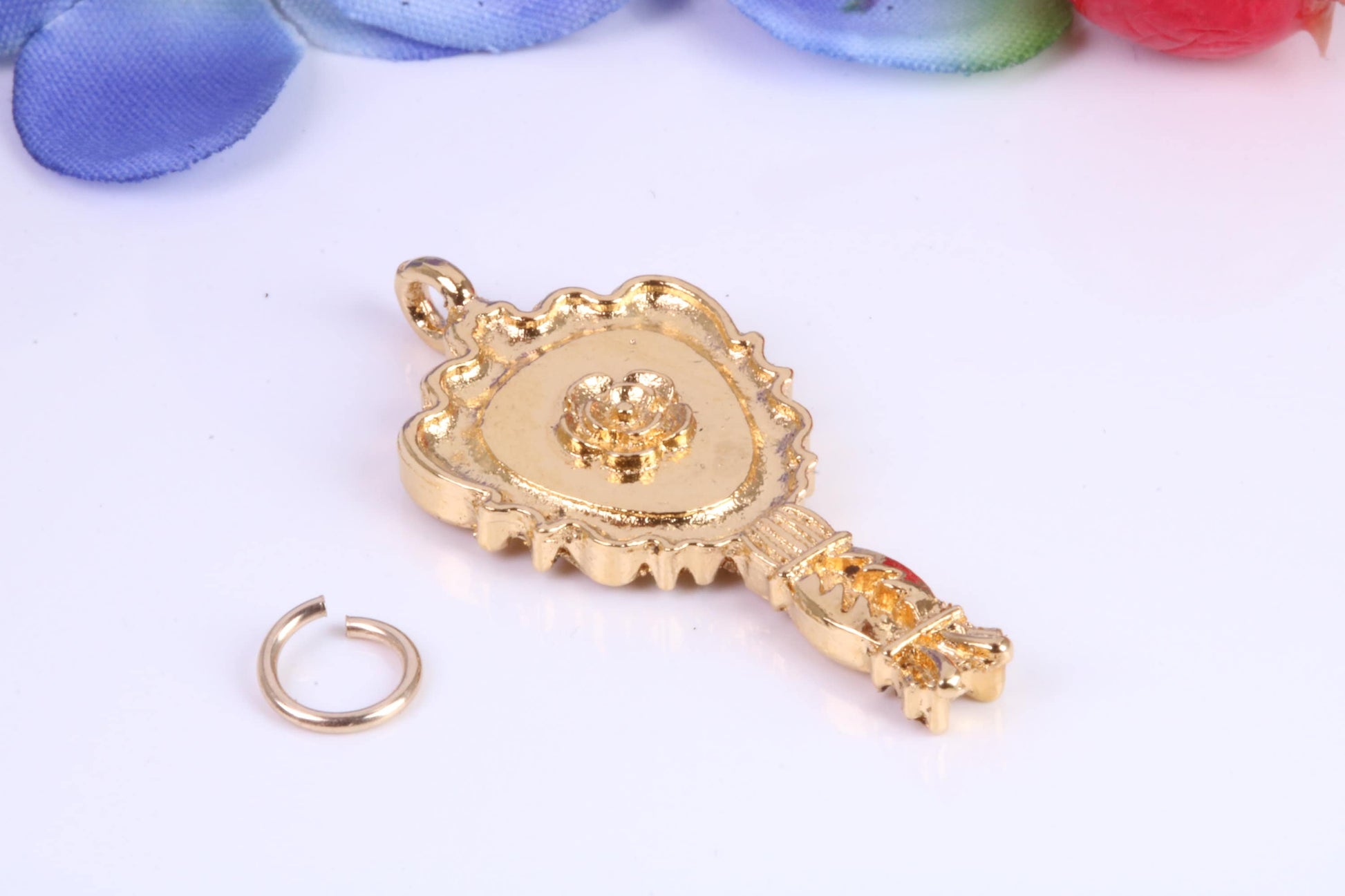 Vintage Mirror Charm, Traditional Charm, Made from Solid Cast Yellow Gold, British Hallmarked