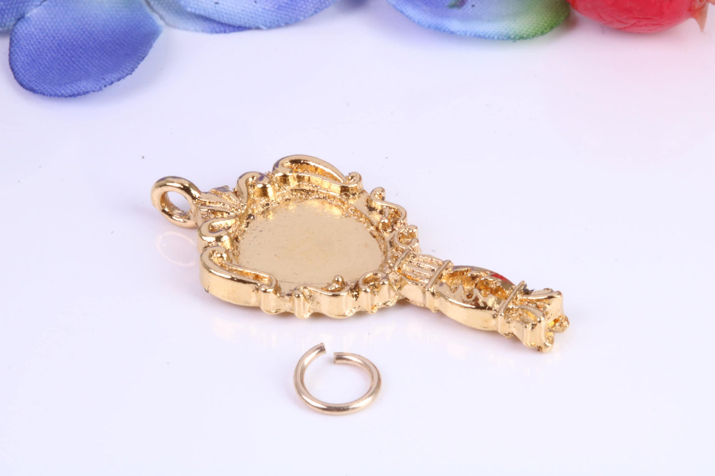 Vintage Mirror Charm, Traditional Charm, Made from Solid Cast Yellow Gold, British Hallmarked