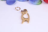 Cat Charm, Traditional Charm, Made from Solid Cast Yellow Gold, British Hallmarked