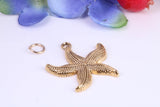 Star Fish Charm, Made from Solid Cast Yellow Gold, British Hallmarked