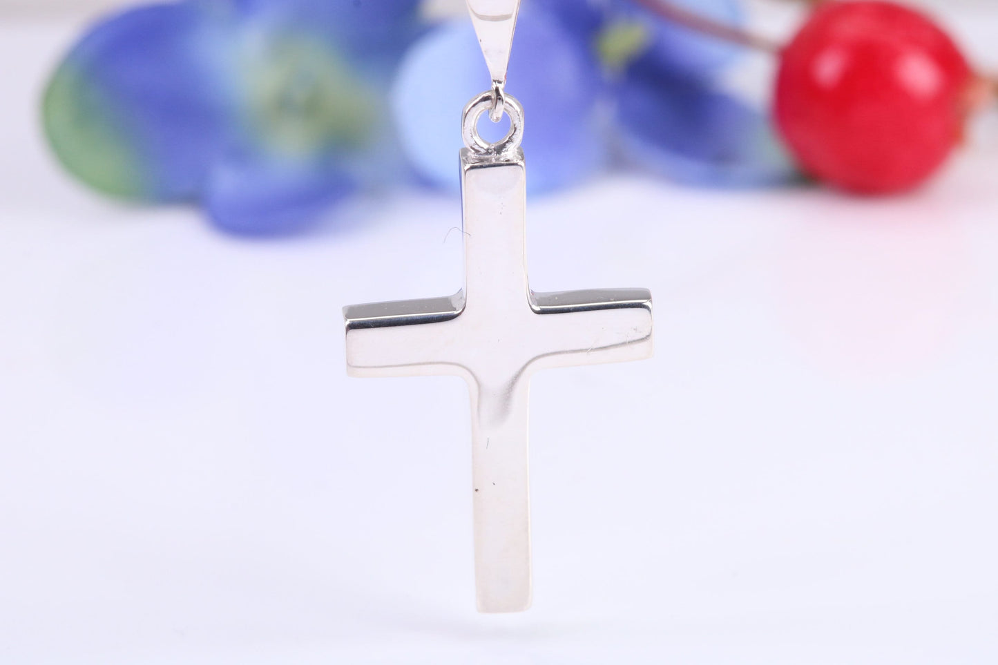 Sterling Silver Solid Chunky Cross Necklace, Made From Solid Cast Silver, British Hallmarked, Complete With Chain