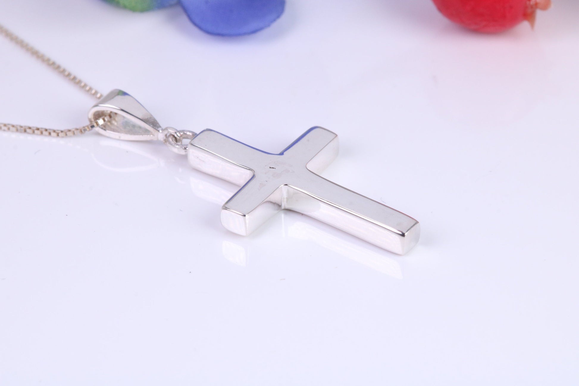 Chunky Real Diamond set Cross Necklace, Made From Solid Cast Silver, Complete With Chain