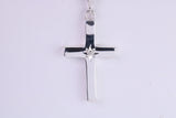 Chunky Diamond set Cross Necklace, Made From Solid Cast Silver, Complete With Optional Chain