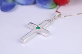 Chunky Real Emerald set Cross, Made From Solid Cast Silver