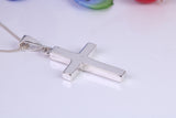 Chunky Real Blue Sapphire set Cross Necklace, Made From Solid Cast Silver, Complete With Chain