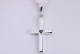 Chunky Real Black Diamond set Cross Necklace, Made From Solid Cast Silver, Complete With Chain