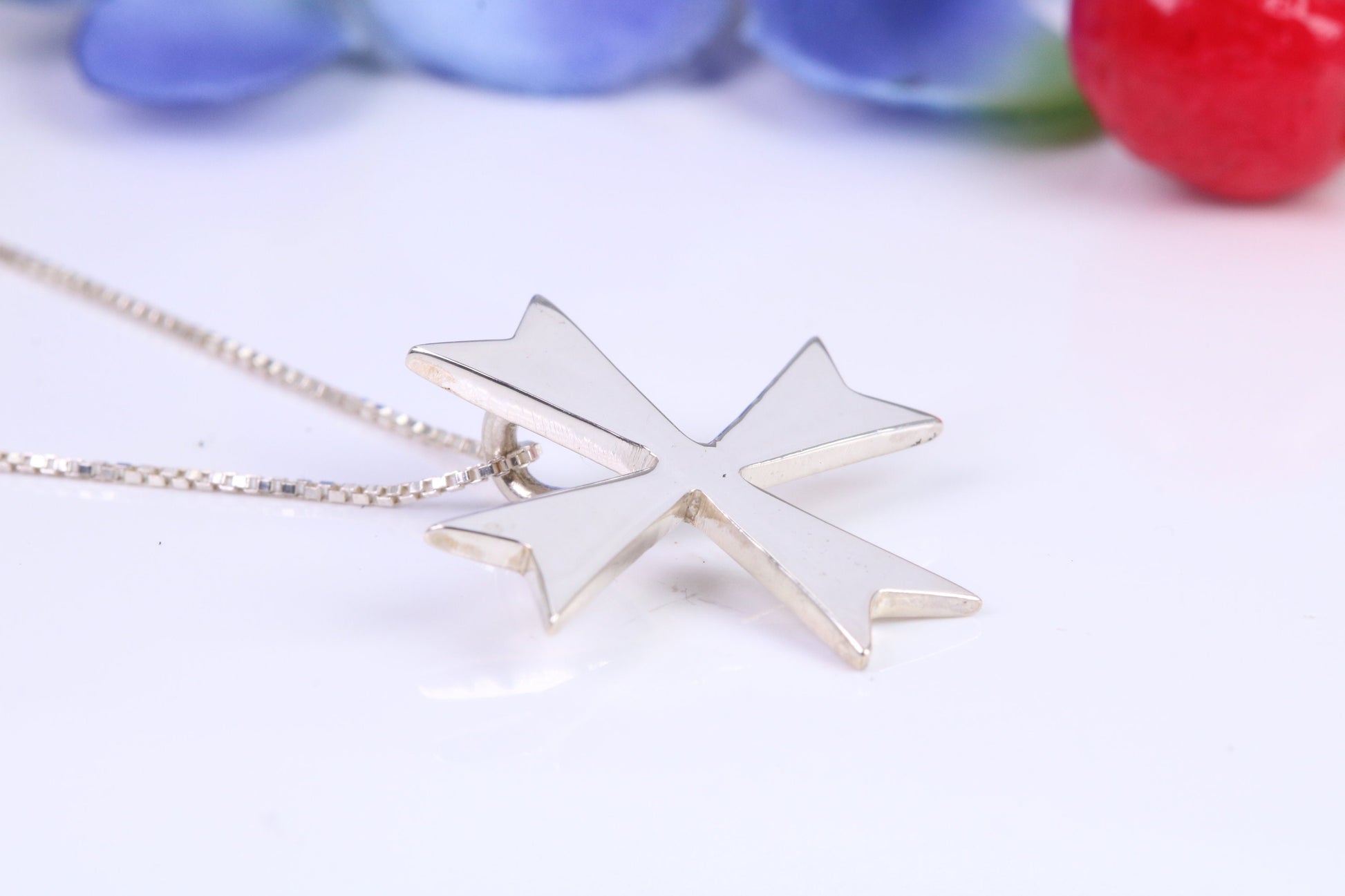 Maltese Cross Necklace, Made From Solid Cast Silver, Complete With Chain