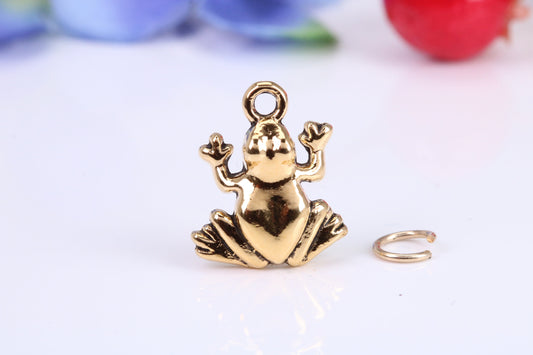 Frog Charm, Traditional Charm, Made from Solid Cast Yellow Gold, British Hallmarked