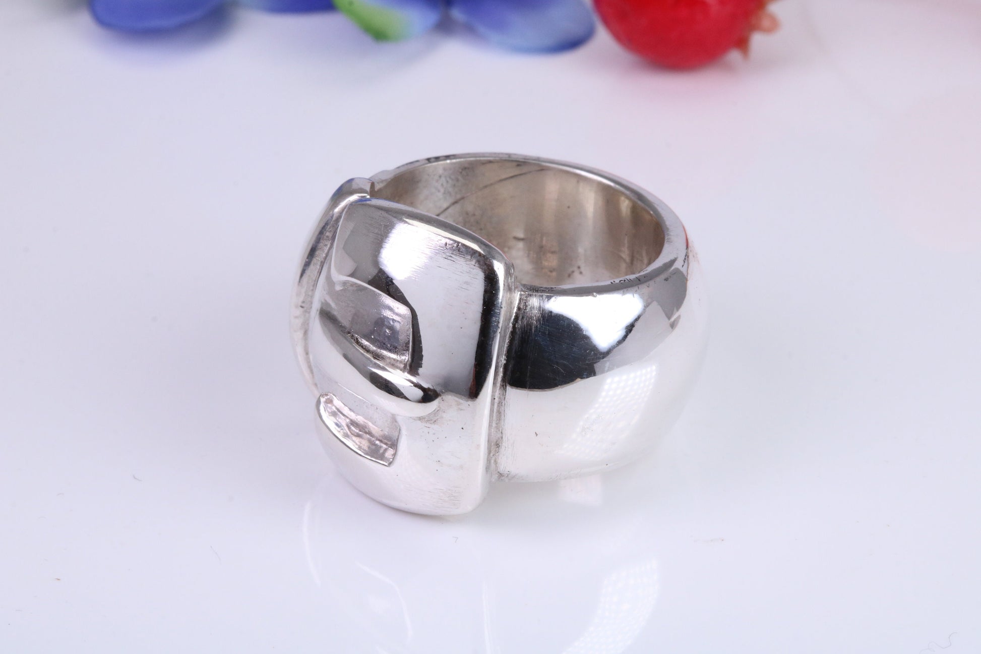 Very large and very very heavy Buckle ring, made from solid cast Silver, British hallmarked