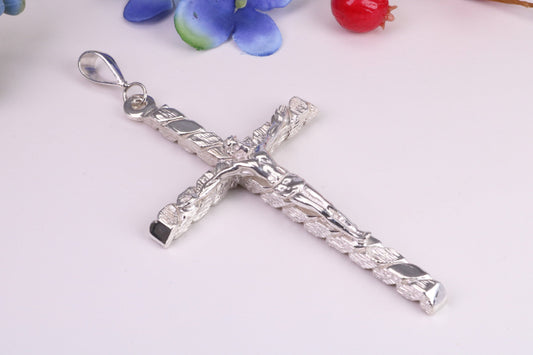 90 mm Long, Very Large Crucifix, Made From Solid Cast Silver, British Hallmarked