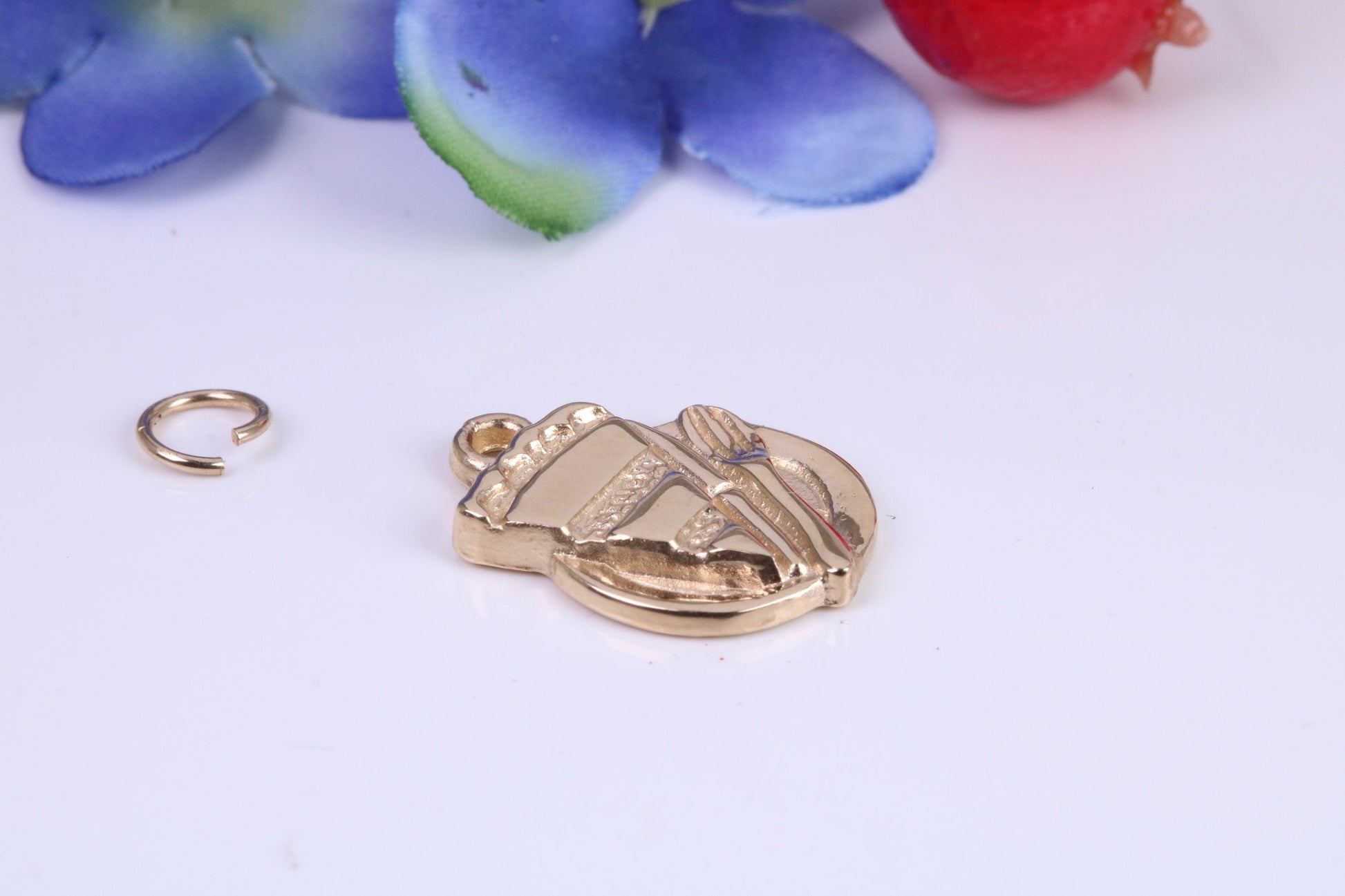 Slice of Cake Charm, Traditional Charm, Made from Solid Cast Yellow Gold, British Hallmarked