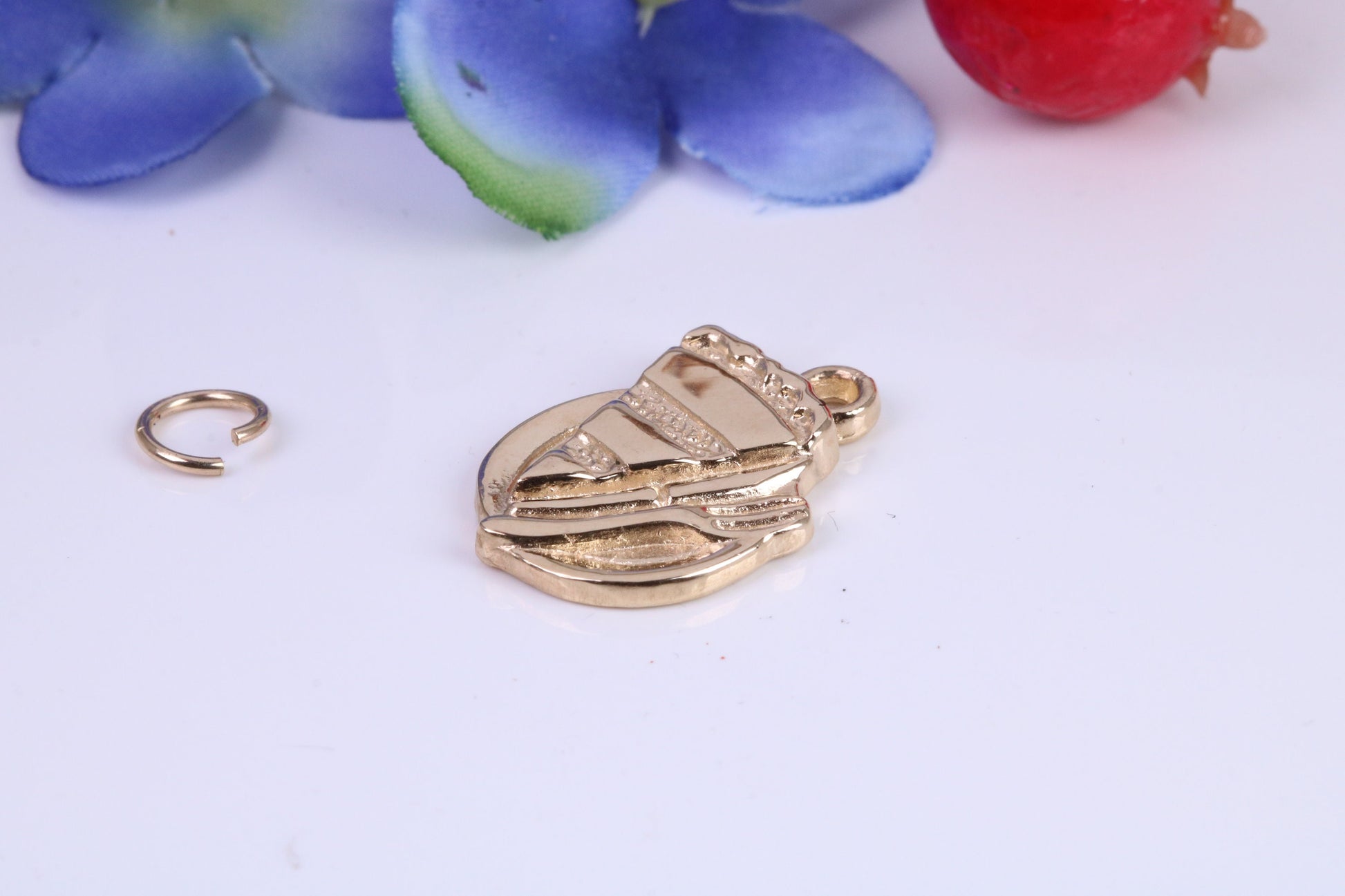 Slice of Cake Charm, Traditional Charm, Made from Solid Cast Yellow Gold, British Hallmarked