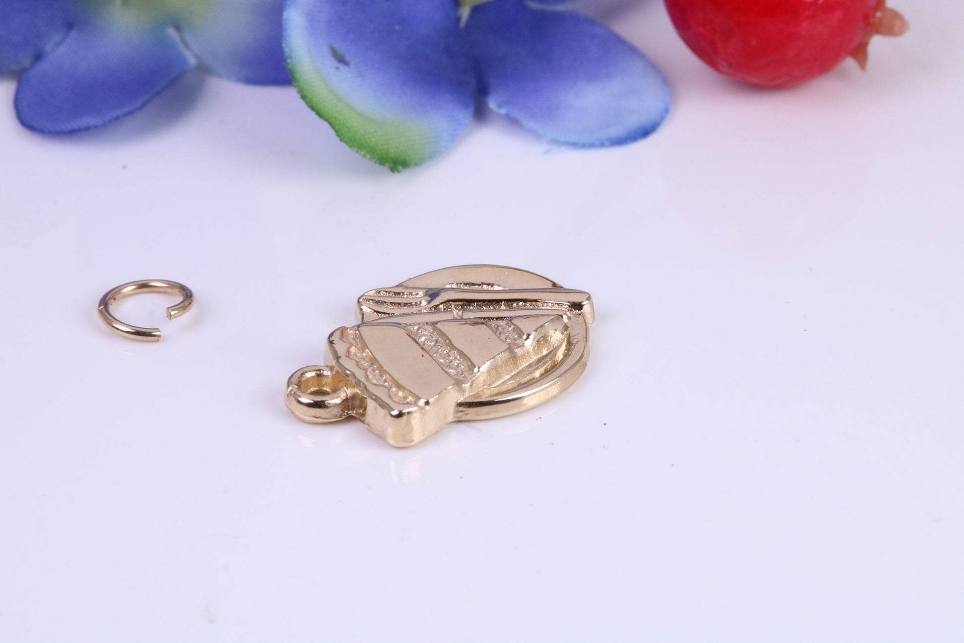 Slice of Cake Charm, Traditional Charm, Made from Solid Cast Yellow Gold, British Hallmarked