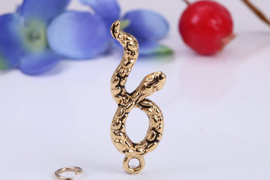 Snake Charm, Traditional Charm, Made from Solid Cast Yellow Gold, British Hallmarked