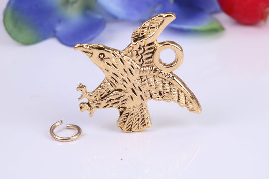 Eagle Charm, Traditional Charm, Made from Solid Cast Yellow Gold, British Hallmarked