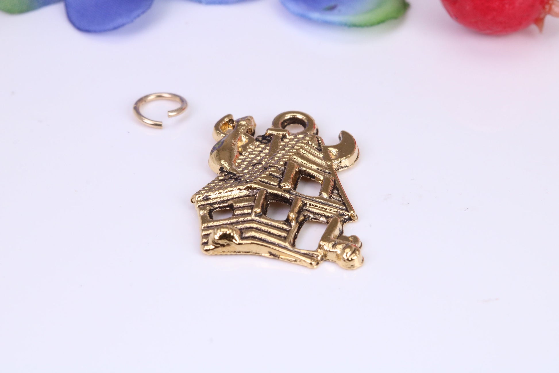 Haunted House Charm, Traditional Charm, Made from Solid Cast Yellow Gold, British Hallmarked