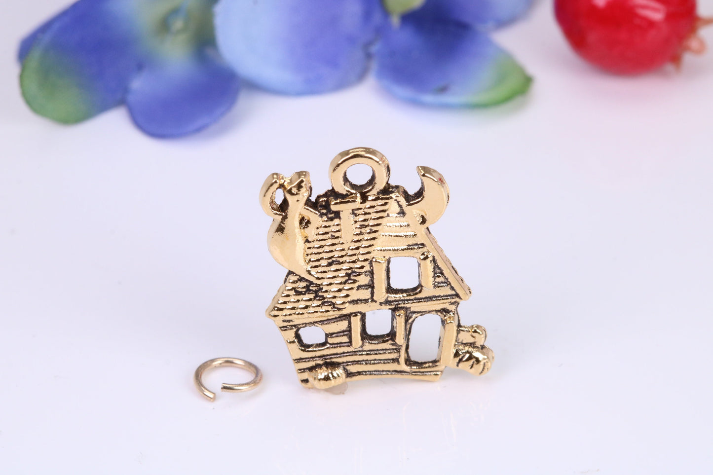 Haunted House Charm, Traditional Charm, Made from Solid Cast Yellow Gold, British Hallmarked