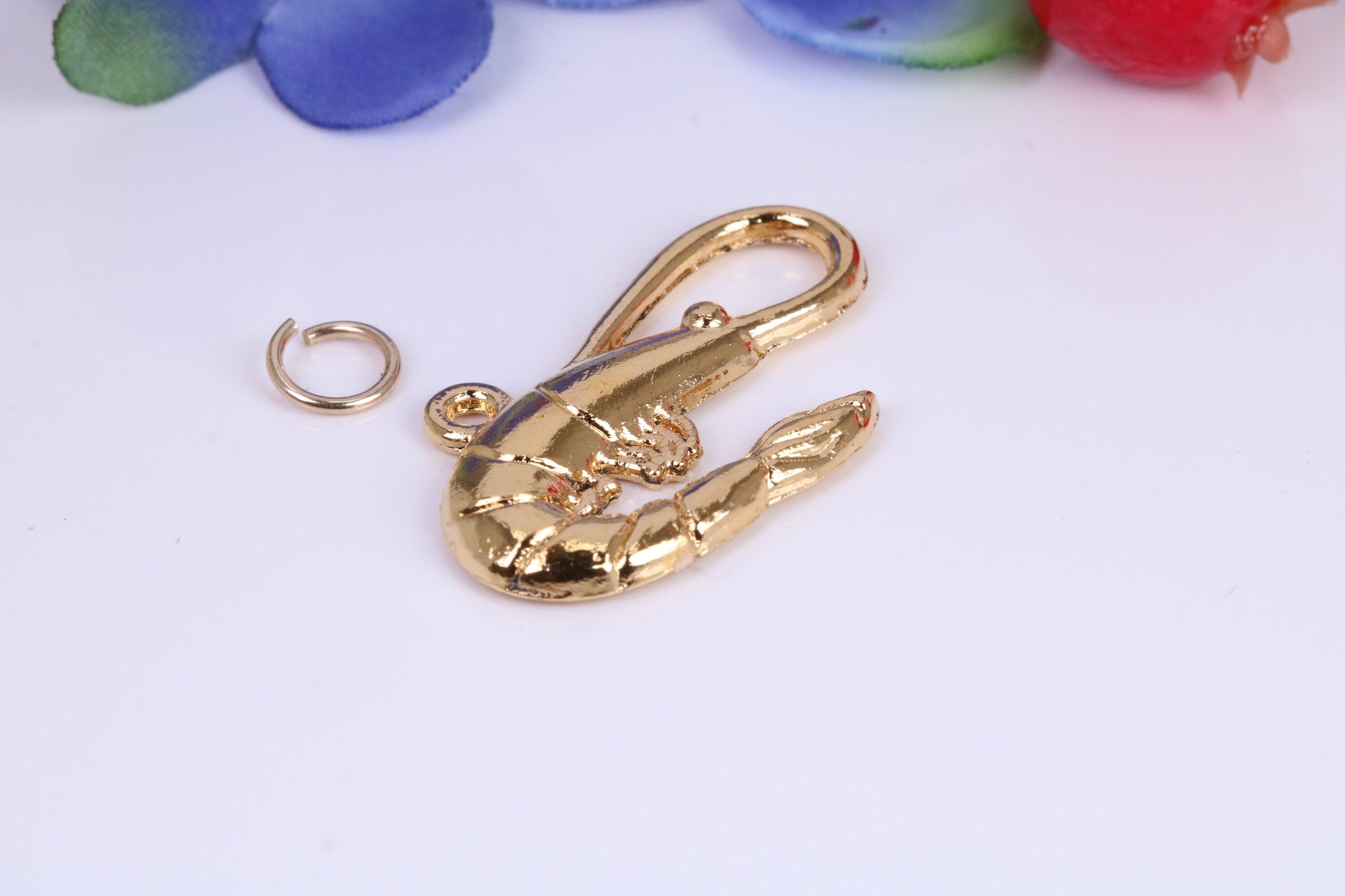 Shrimp Charm, Traditional Charm, Made from Solid Cast Yellow Gold, British Hallmarked