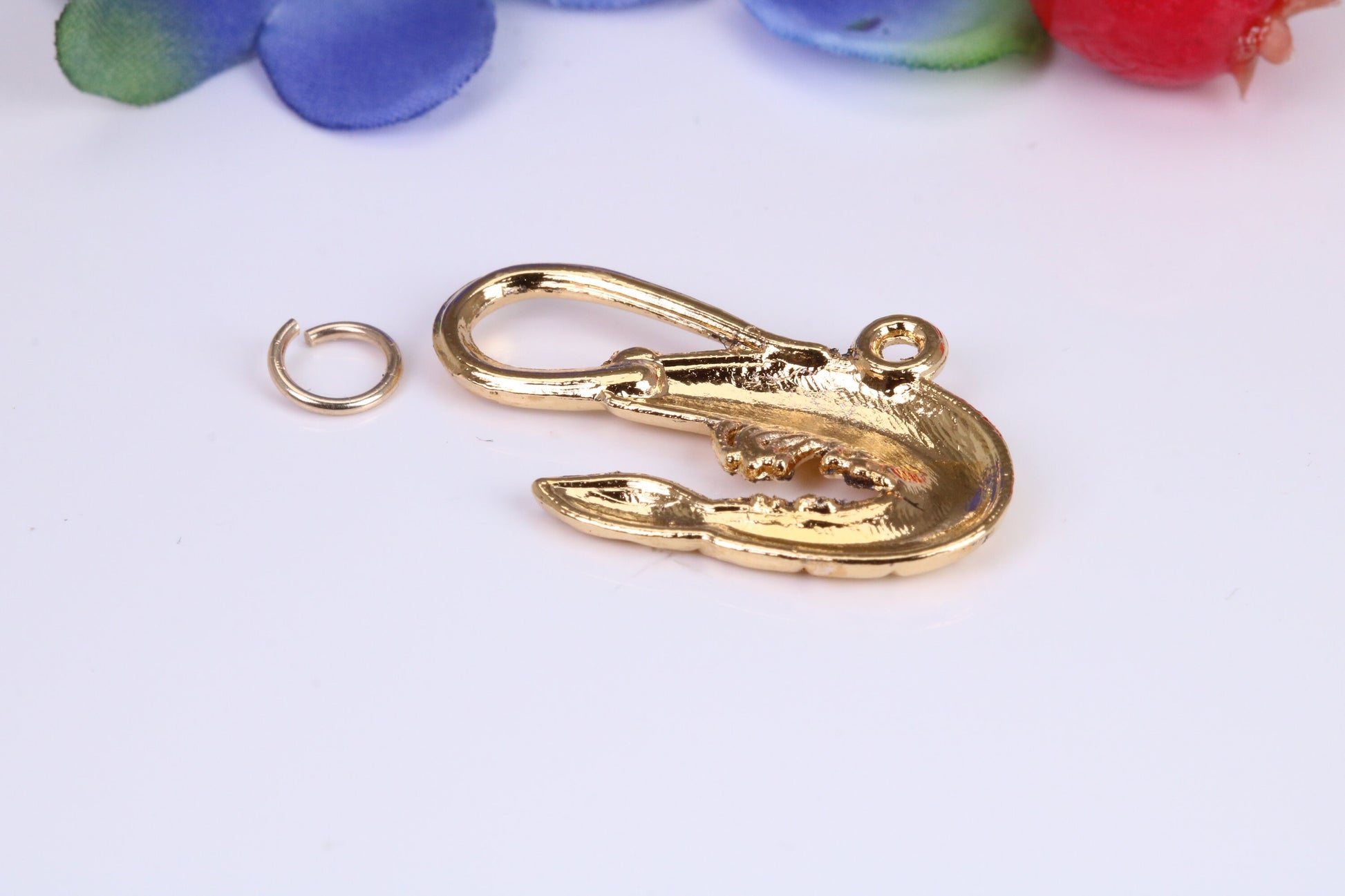 Shrimp Charm, Traditional Charm, Made from Solid Cast Yellow Gold, British Hallmarked