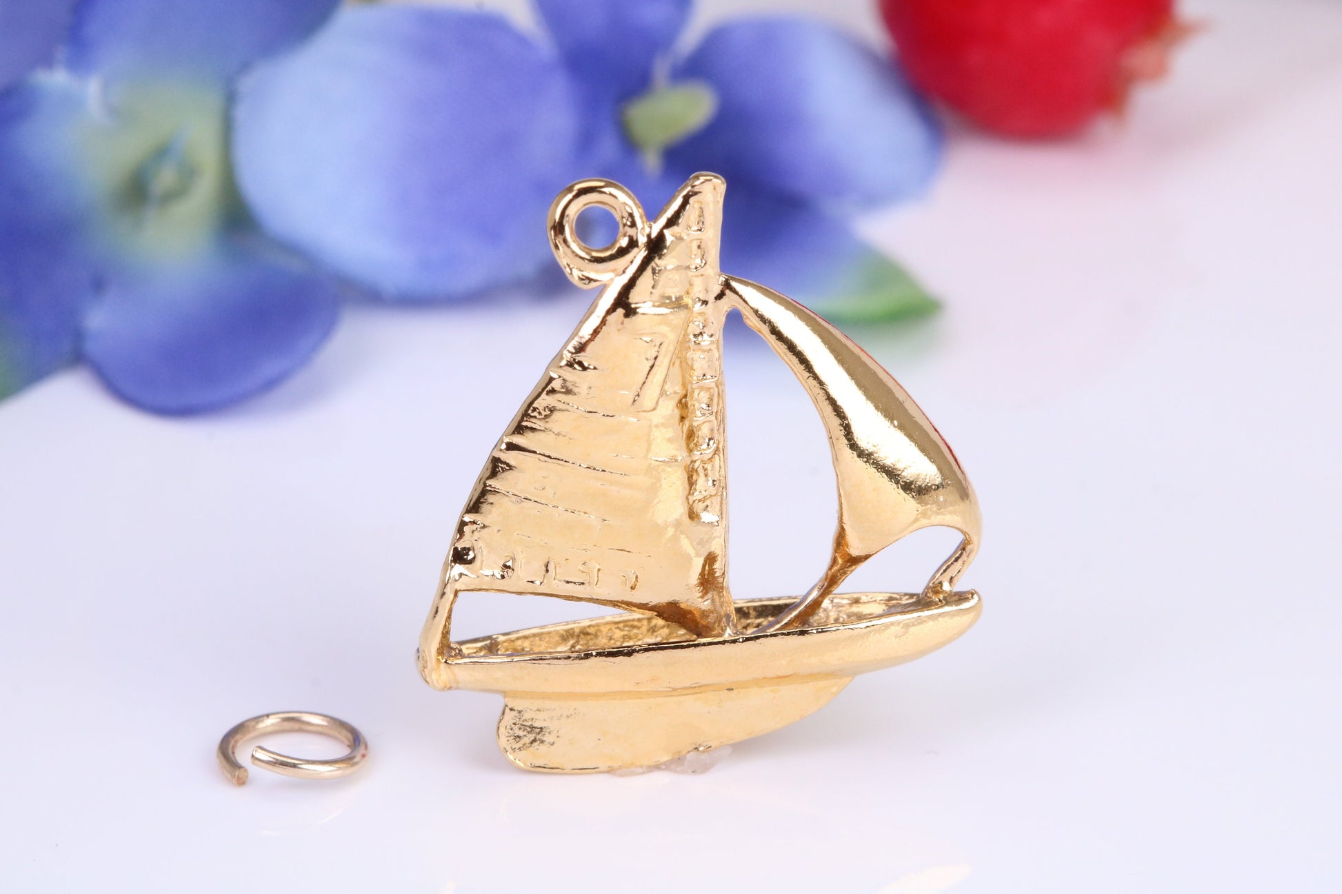 Sailing Boat Charm, Traditional Charm, Made from Solid Cast Yellow Gold, British Hallmarked