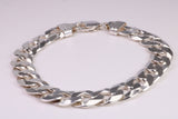 Gents Heavy Diamond cut Curb Link Bracelet, Made from solid Sterling Silver, 9 Inches Long and 12 mm Wide, British Hallmarked