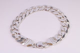 Gents Heavy Diamond cut Curb Link Bracelet, Made from solid Sterling Silver, 9 Inches Long and 12 mm Wide, British Hallmarked