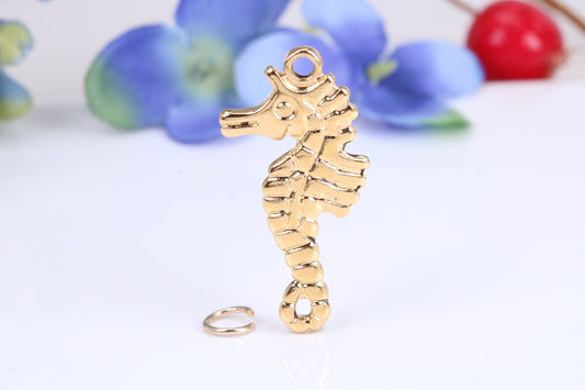 Seahorse Charm, Traditional Charm, Made from Solid Cast Yellow Gold, British Hallmarked