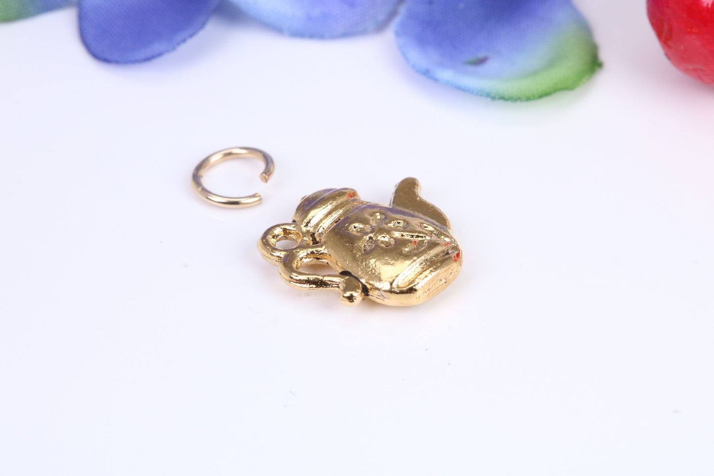 Teapot Charm, Traditional Charm, Made from Solid Cast Yellow Gold, British Hallmarked