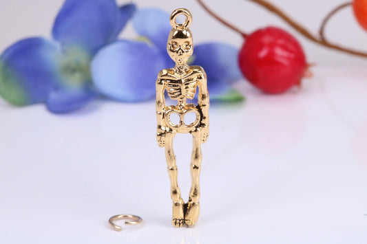 Skeleton Charm, Traditional Charm, Made from Solid Cast Yellow Gold, British Hallmarked