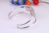 29 mm Wide Flower Oval Solid Silver Bangle