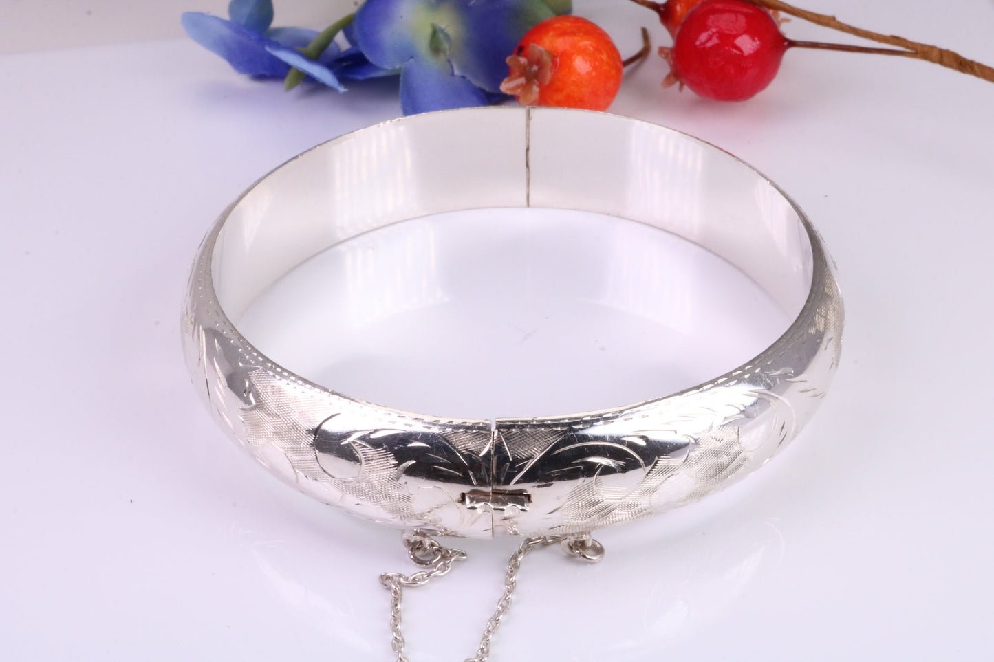 70 mm Round Solid Silver Hinged Bangle