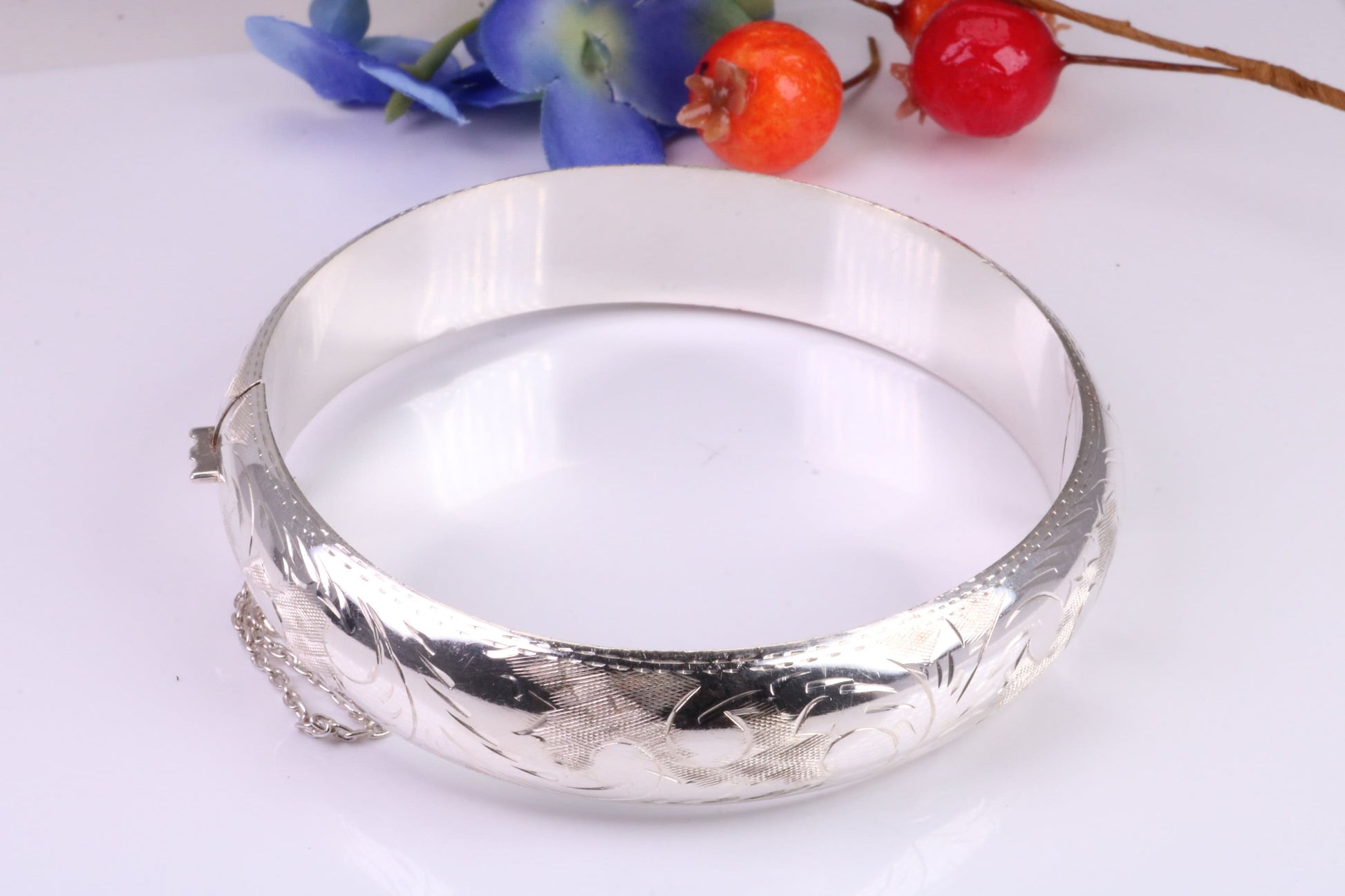 70 mm Round Solid Silver Hinged Bangle