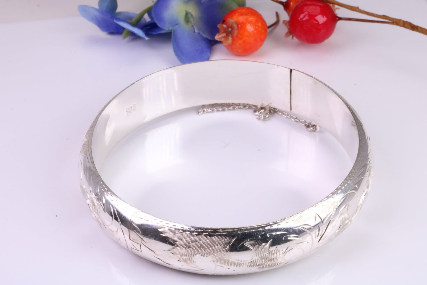 70 mm Round Solid Silver Hinged Bangle