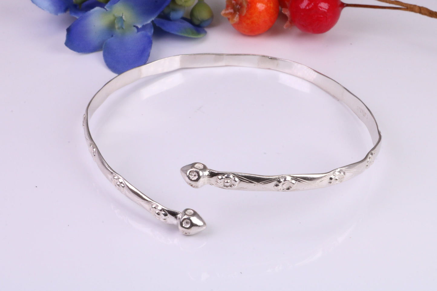 Flexible Open end Solid Silver Bangle