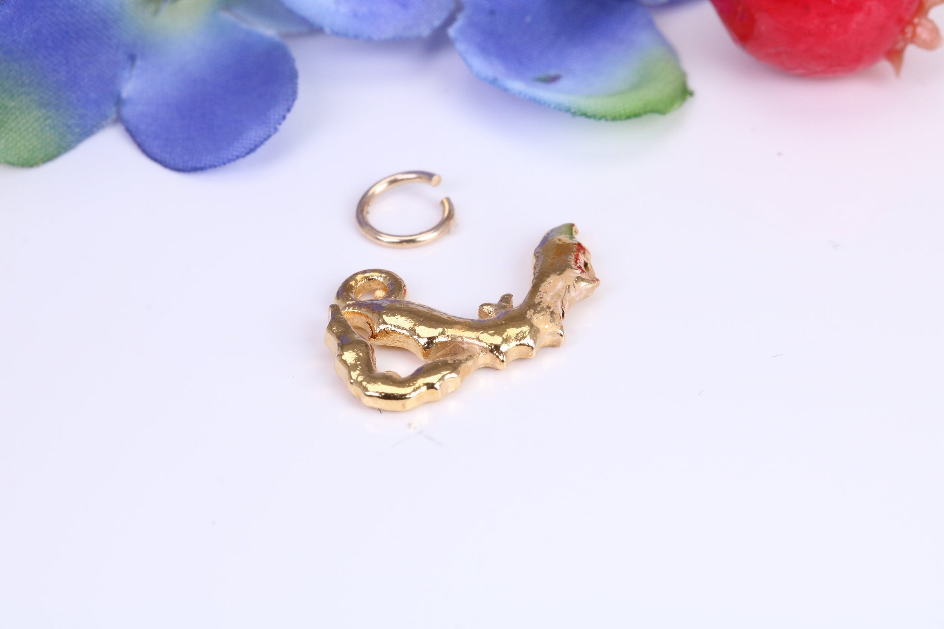 Shrimp Charm, Traditional Charm, Made from Solid Cast Yellow Gold, British Hallmarked