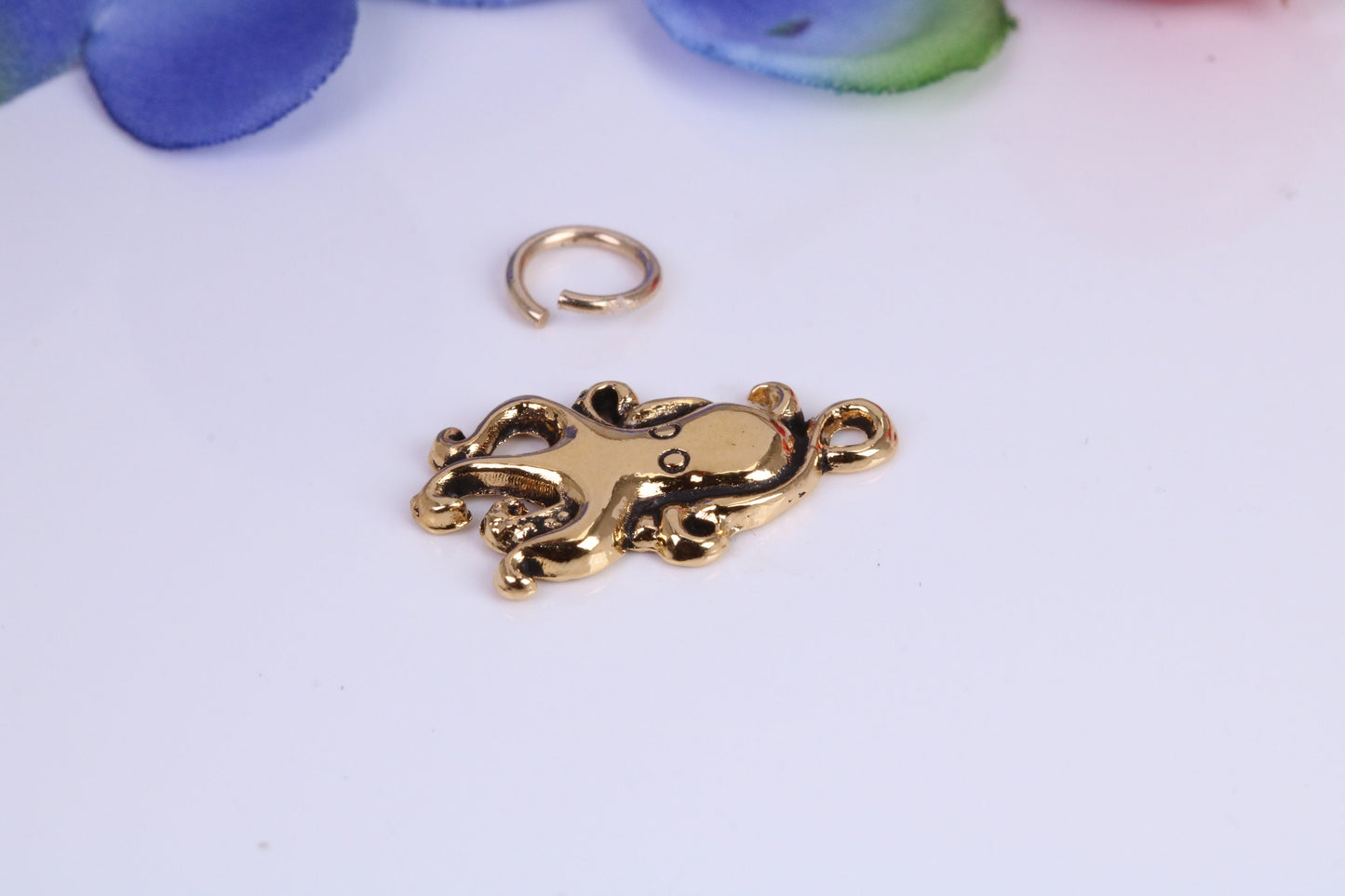 Octopus Charm, Traditional Charm, Made from Solid Cast Yellow Gold, British Hallmarked