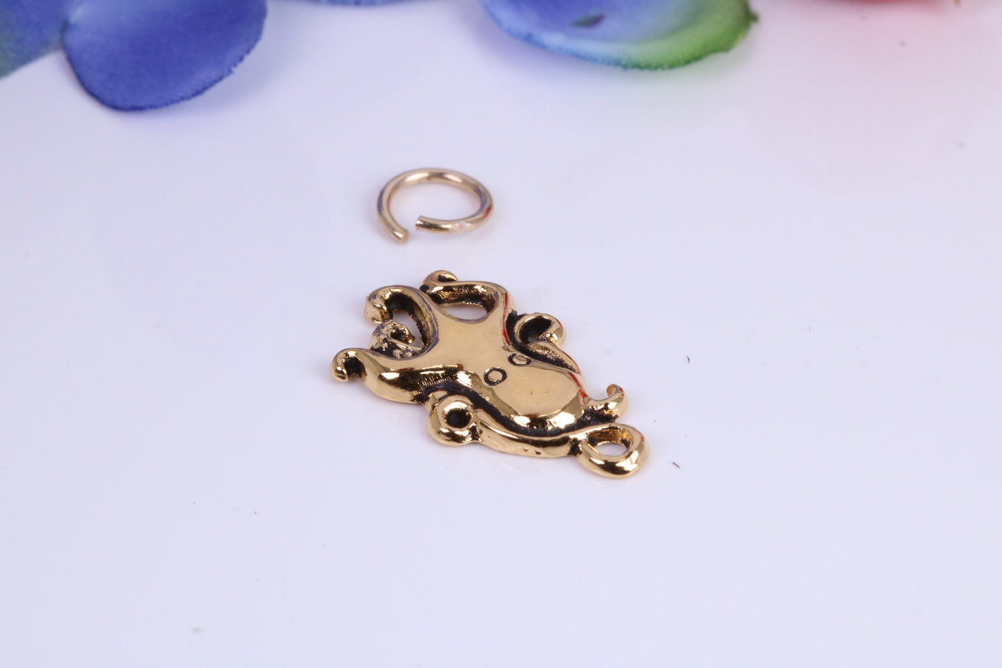 Octopus Charm, Traditional Charm, Made from Solid Cast Yellow Gold, British Hallmarked