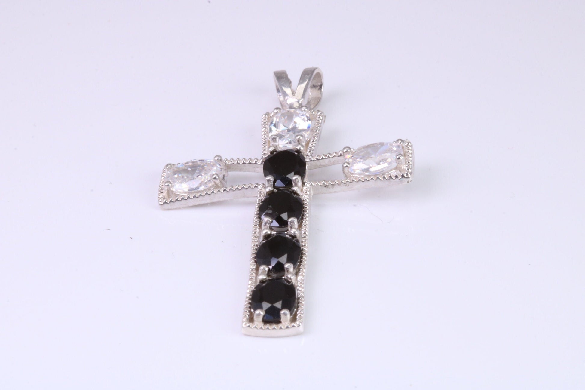 Sterling Silver C Z set Cross Necklace