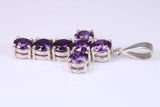 Large and Chunky Sterling Silver Amethyst C Z set Cross.