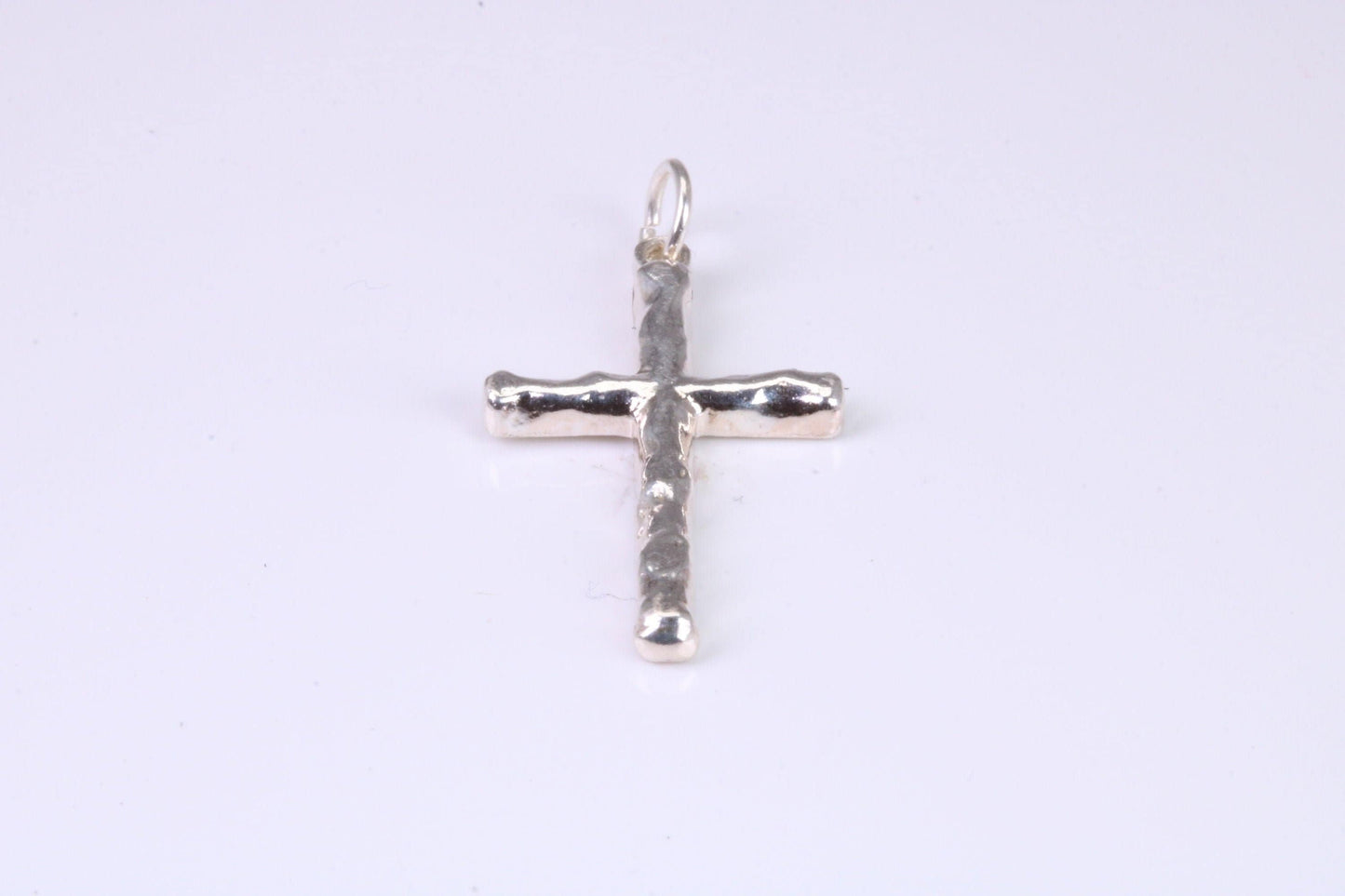 Small Bark Effect Sterling Silver Cross Necklace