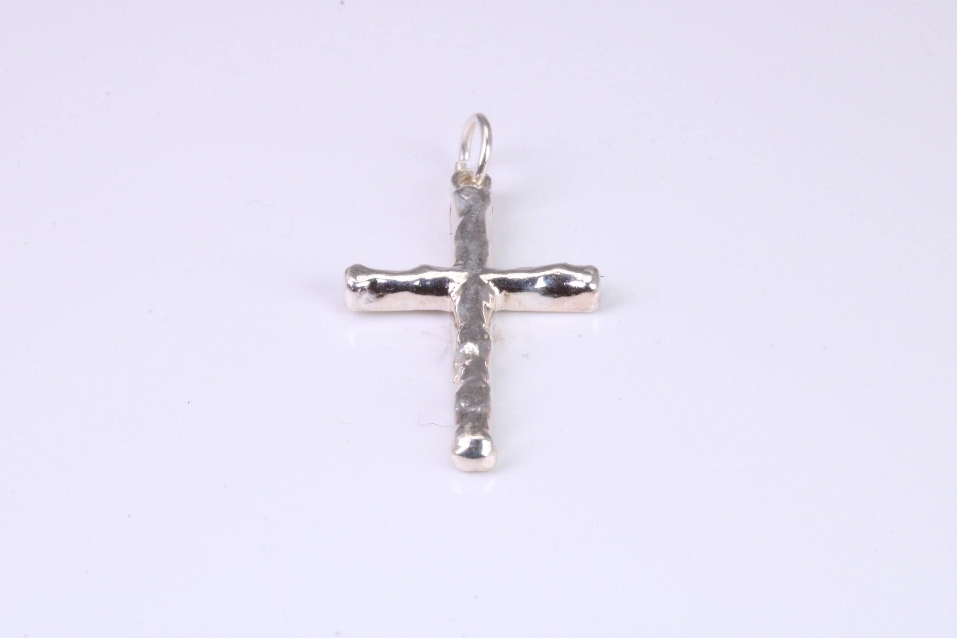 Small Bark Effect Sterling Silver Cross Necklace