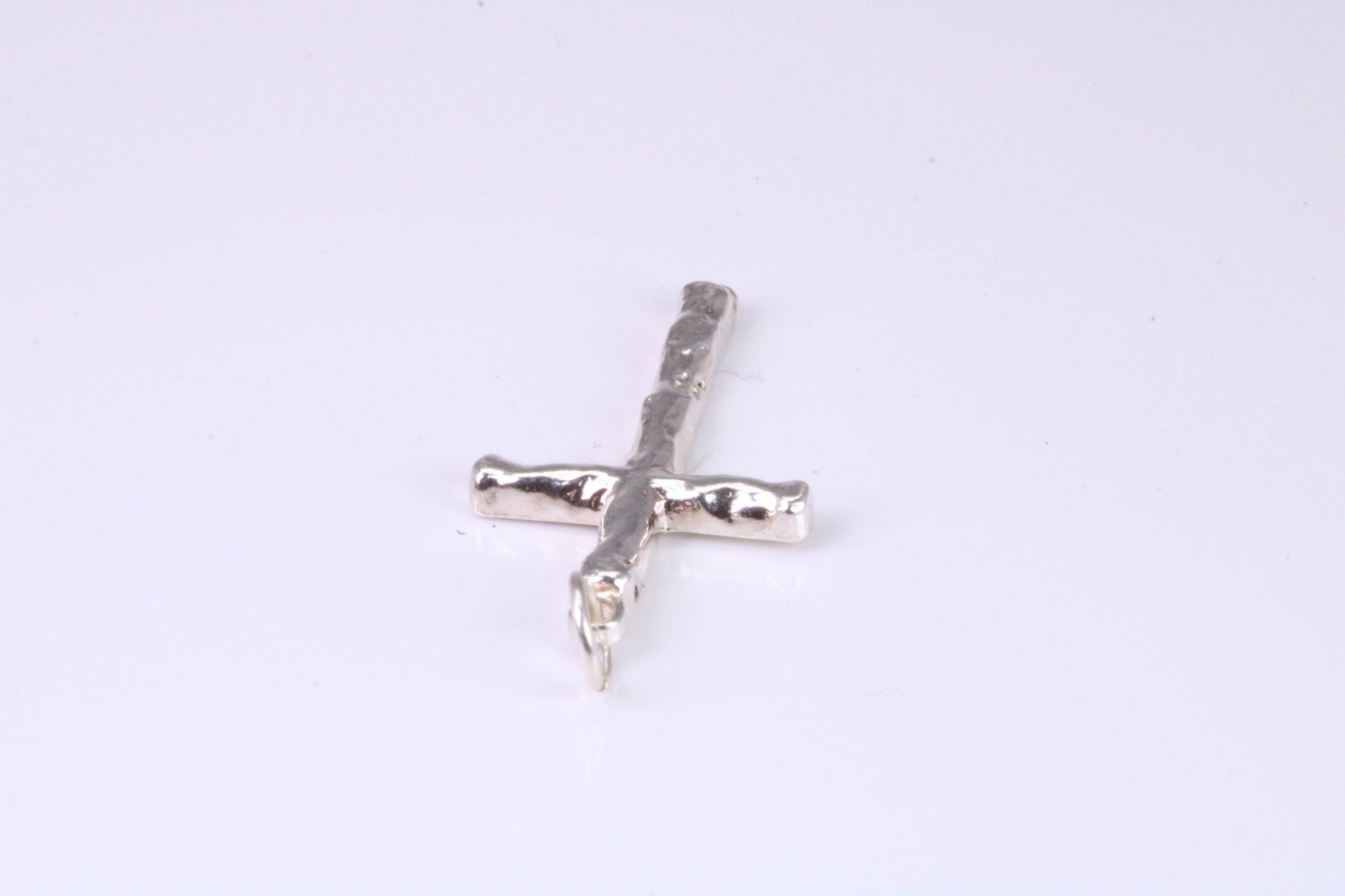 Small Bark Effect Sterling Silver Cross Necklace
