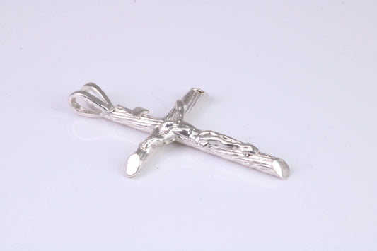 Small Silver Crucifix with Bark Effect Finish