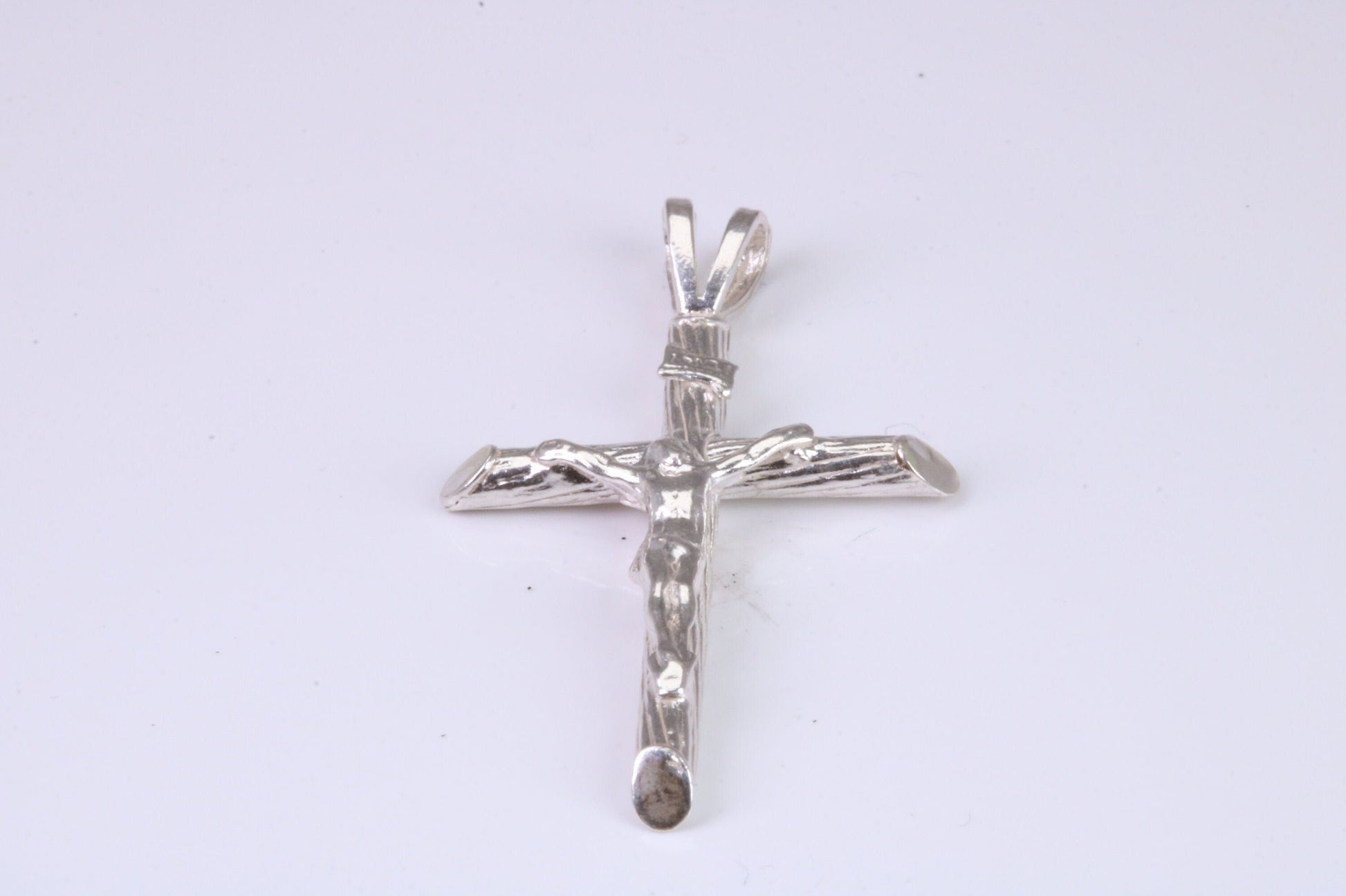 Small Silver Crucifix with Bark Effect Finish