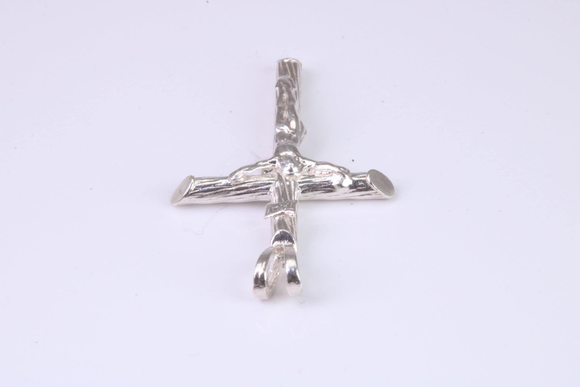 Small Silver Crucifix with Bark Effect Finish