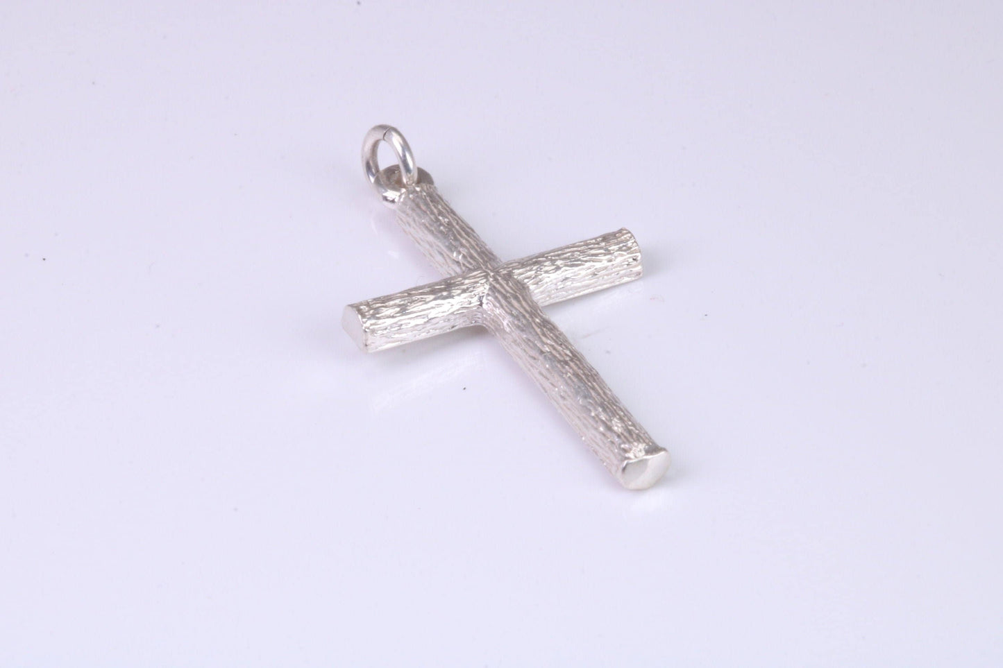 Sterling Silver Large Bark effect Cross