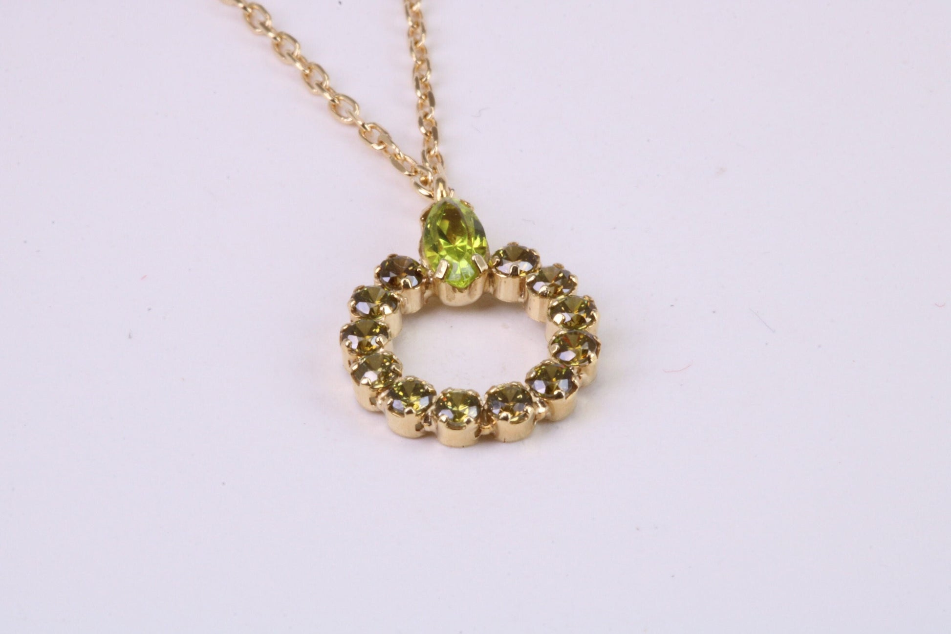 Peridot and Citrine set Necklace, Made From Solid Silver with 18ct Yellow Gold Plating, Length Adjustable Chain