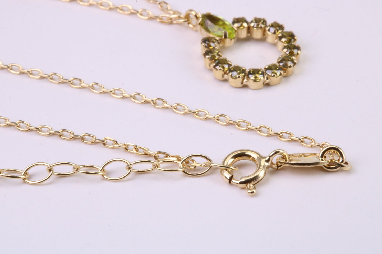 Peridot and Citrine set Necklace, Made From Solid Silver with 18ct Yellow Gold Plating, Length Adjustable Chain