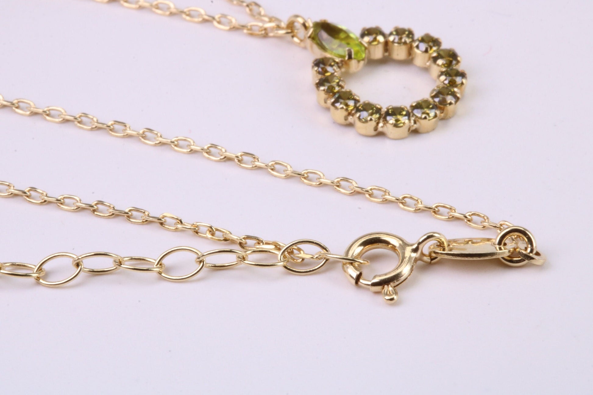 Peridot and Citrine set Necklace, Made From Solid Silver with 18ct Yellow Gold Plating, Length Adjustable Chain